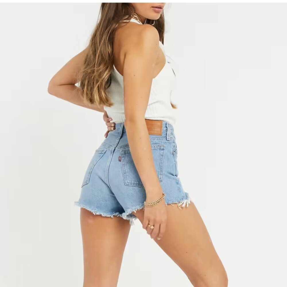 Levi's 501 Original denim shorts in light wash blue